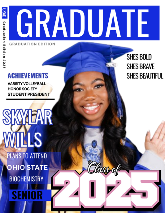 Digital Graduation Magazine Template โ Editable in Canva (some pro elements used)