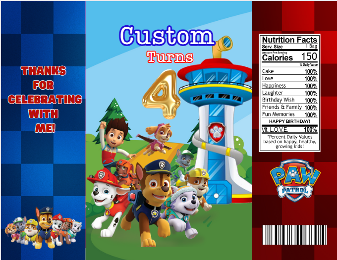 Paw Patrol Party Favors Template