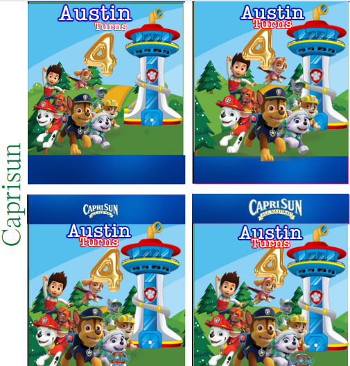 Paw Patrol Party Favors Template